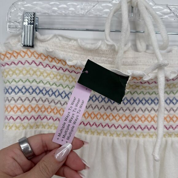 Wild Fable White Terry Cloth Halter Swim Coverup Dress Size Medium Coastal - Picture 10 of 10